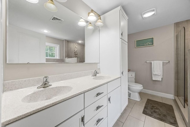 15 Littlefield Pond Rd, Harwich, MA 02645 - full bathroom with double vanity, a tile shower, and tile patterned floors