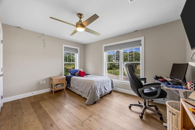 15 Littlefield Pond Rd, Harwich, MA 02645 - bedroom featuring a desk, light wood-type flooring, and a ceiling fan