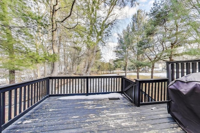 deck featuring grilling area