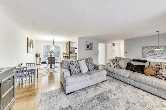 living room with light hardwood / wood-style floors