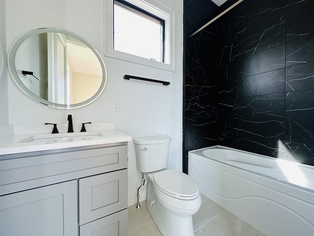 full bathroom featuring vanity, toilet, and shower / bathtub combination