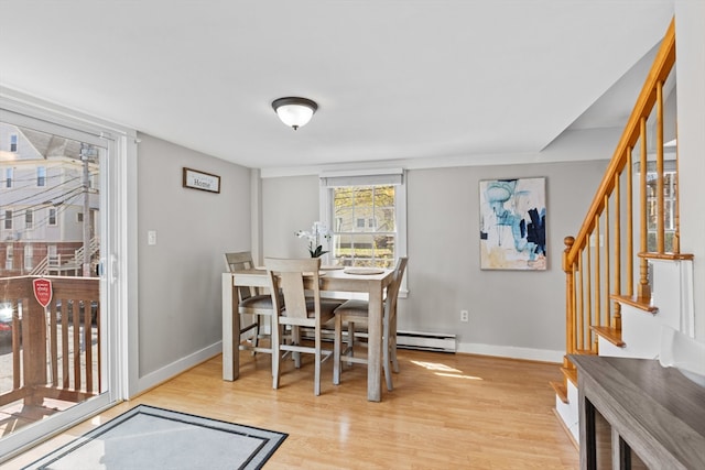 19 Wallis St Unit 4, Beverly, MA 01915 - dining area featuring baseboards, wood finished floors, and stairway