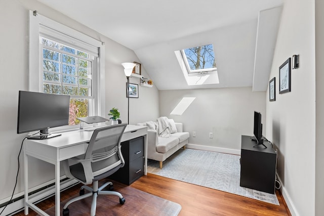 19 Wallis St Unit 4, Beverly, MA 01915 - office space featuring a skylight, wood finished floors, lofted ceiling, and baseboards