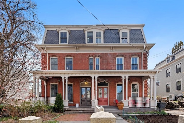31 Millmont St Unit 1, Boston, MA 02119 - second empire-style home featuring a porch, mansard roof, and brick siding