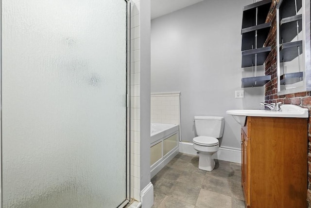 31 Millmont St Unit 1, Boston, MA 02119 - bathroom featuring a garden tub, a stall shower, vanity, baseboards, and toilet
