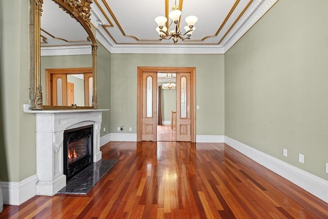 31 Millmont St Unit 1, Boston, MA 02119 - entryway featuring baseboards, a high end fireplace, a notable chandelier, and hardwood / wood-style flooring