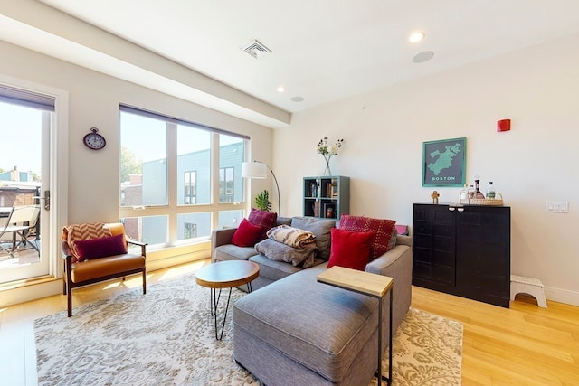 488 Dorchester Ave Unit 4H, Boston, MA 02127 - living area featuring light wood-style floors and recessed lighting