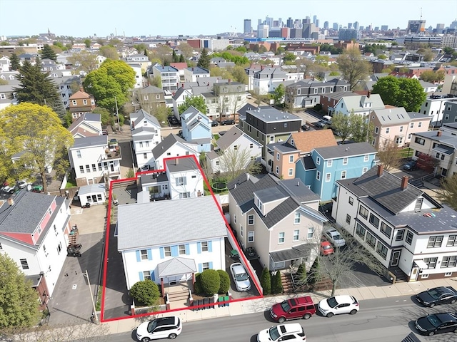 84-86R Cross St, Somerville, MA 02145 - aerial view of residential area with property boundaries highlighted