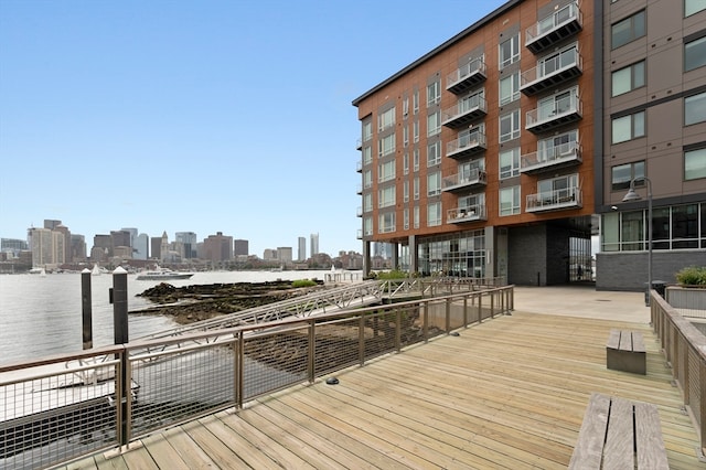 view of dock featuring a water view