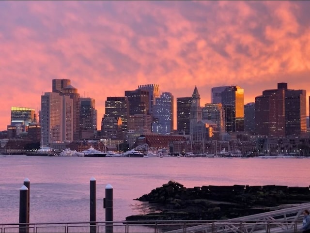 city view with a water view