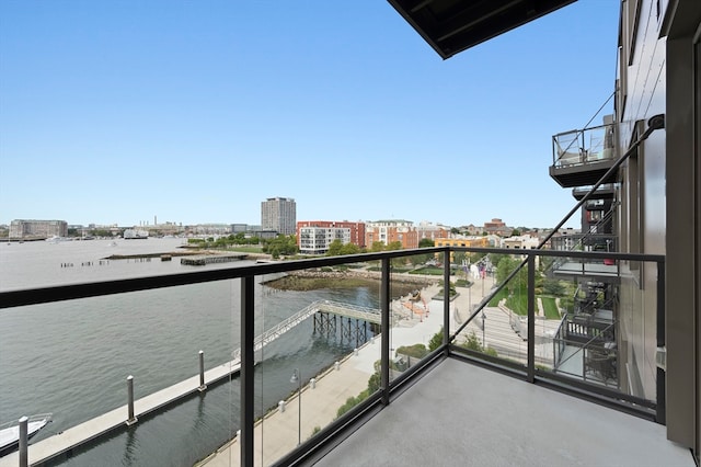 balcony with a water view