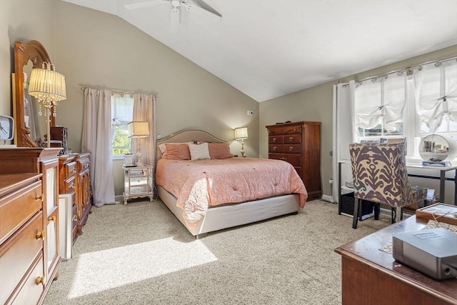 35 Pilgrim Dr, Norwood, MA 02062 - bedroom featuring light colored carpet, lofted ceiling, and a ceiling fan