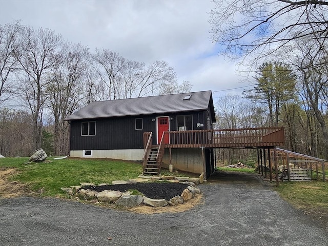 147 Otis Rd, Becket, MA 01223 - view of front of property with a deck, stairway, driveway, and a carport