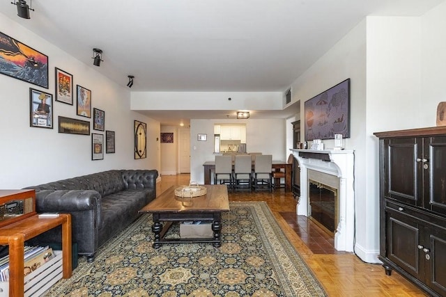 416 Commonwealth Ave Unit 212, Boston, MA 02115 - living room with a fireplace with flush hearth and baseboards