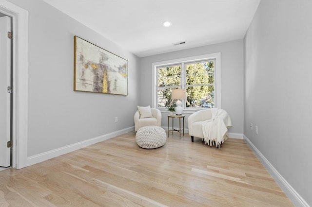 living area featuring light wood-type flooring