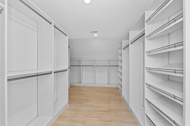 spacious closet with light wood-type flooring