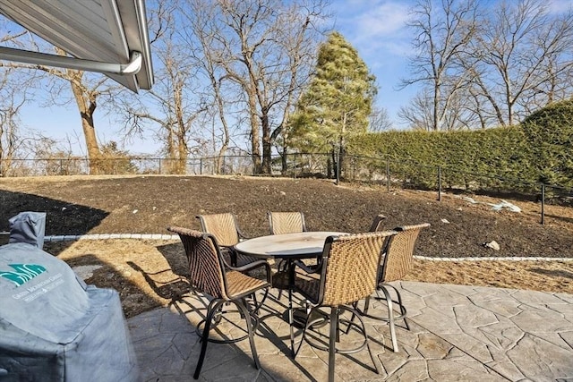 view of patio / terrace featuring outdoor dining area and a fenced backyard