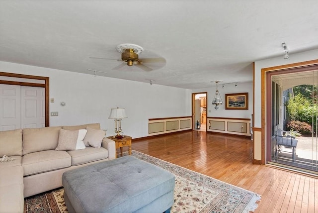 344 Mayfair Rd, Dennis, MA 02660 - living room featuring wood finished floors and a ceiling fan