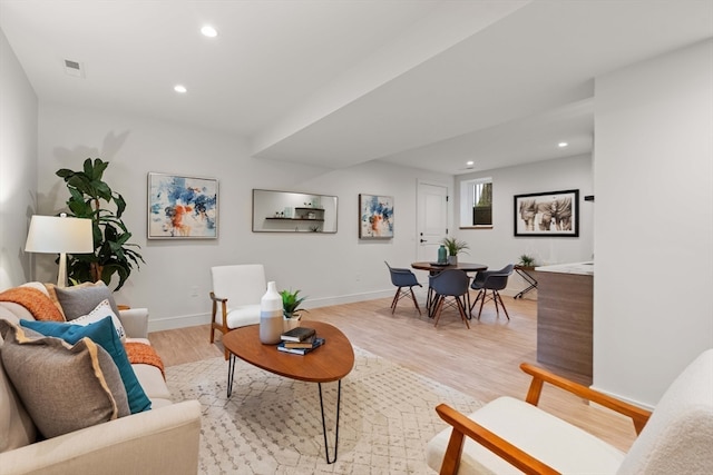 living room featuring light hardwood / wood-style flooring