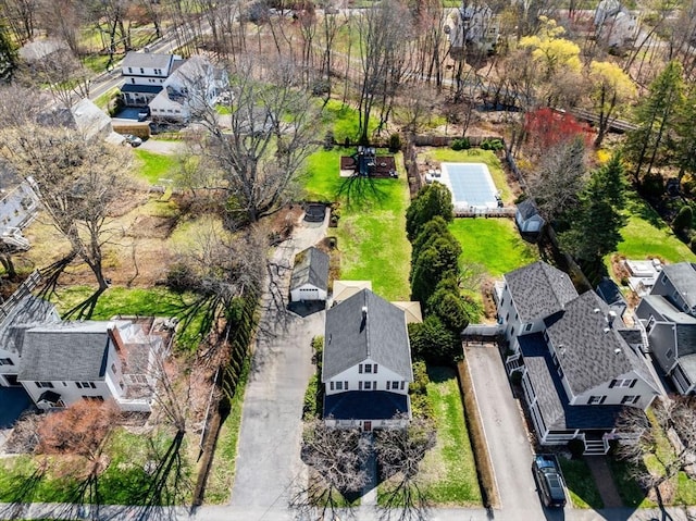 birds eye view of property with a residential view