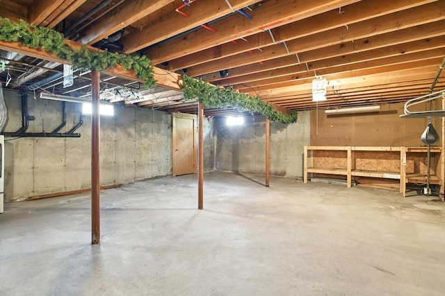 view of unfinished basement
