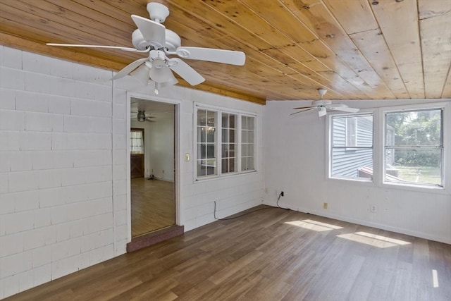 spare room featuring hardwood / wood-style floors and wooden ceiling