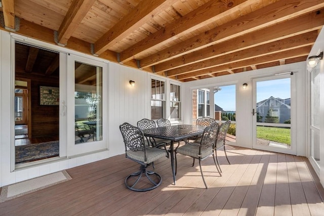 21 Glenwood St, Yarmouth, MA 02673 - sunroom / solarium with outdoor dining space and beam ceiling