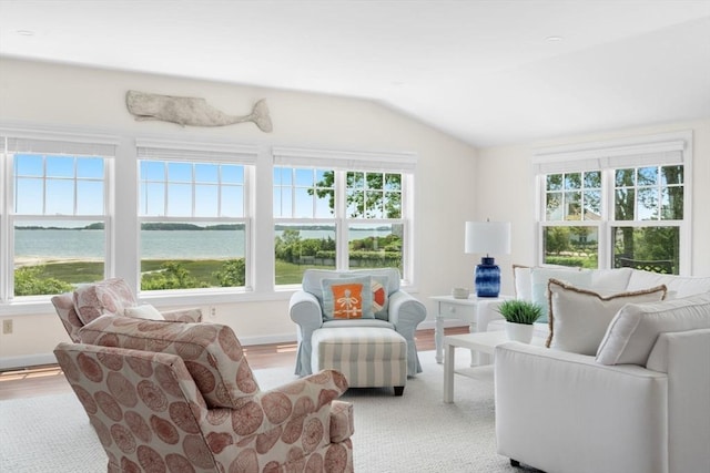 21 Glenwood St, Yarmouth, MA 02673 - living area with lofted ceiling and light wood-style floors