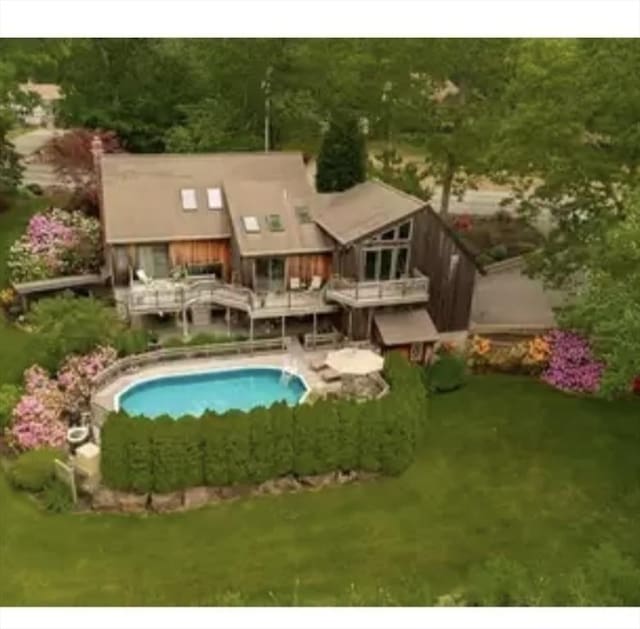 1820 Bay St, Taunton, MA 02780 - outdoor pool with a deck, a lawn, and an outdoor living space