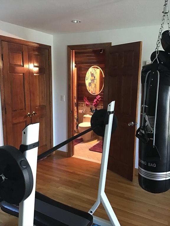 1820 Bay St, Taunton, MA 02780 - workout room with light wood-type flooring, baseboards, and recessed lighting