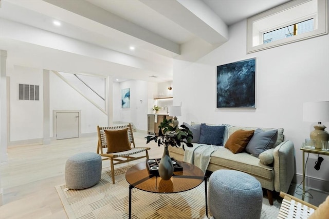 living room featuring light hardwood / wood-style flooring