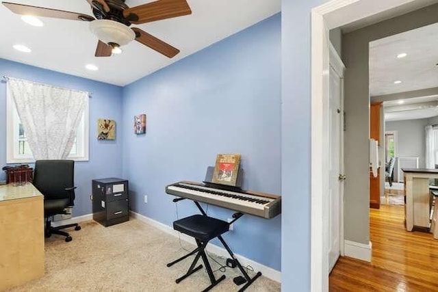 29 Daniels St Unit 29, Arlington, MA 02476 - office area featuring healthy amount of natural light, baseboards, recessed lighting, and a ceiling fan