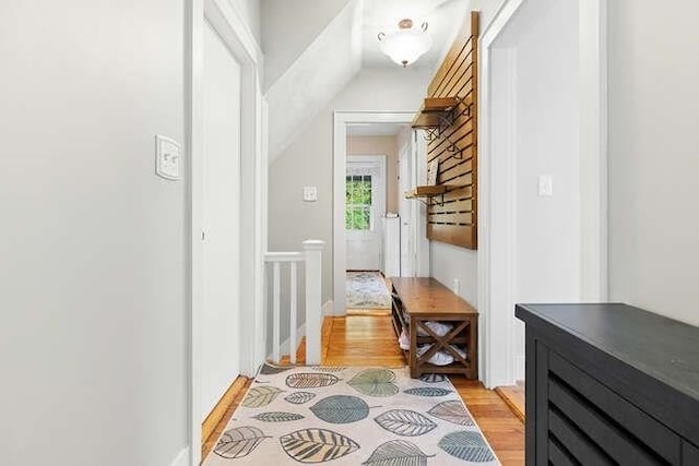 29 Daniels St Unit 29, Arlington, MA 02476 - hallway featuring light wood-style flooring and lofted ceiling