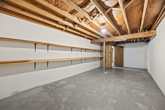 view of unfinished basement