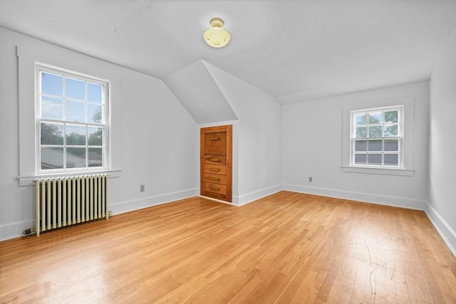 58 Huntington Ave, Dartmouth, MA 02747 - bonus room featuring radiator heating unit, light wood-type flooring, vaulted ceiling, and baseboards