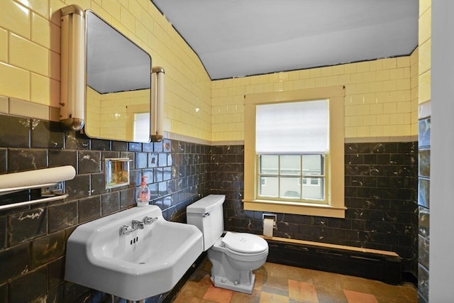 58 Huntington Ave, Dartmouth, MA 02747 - half bath featuring toilet, a sink, and tile walls