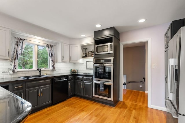 5 Cutler Rd, Paxton, MA 01612 - kitchen featuring stainless steel appliances, backsplash, light wood-style flooring, open shelves, and recessed lighting