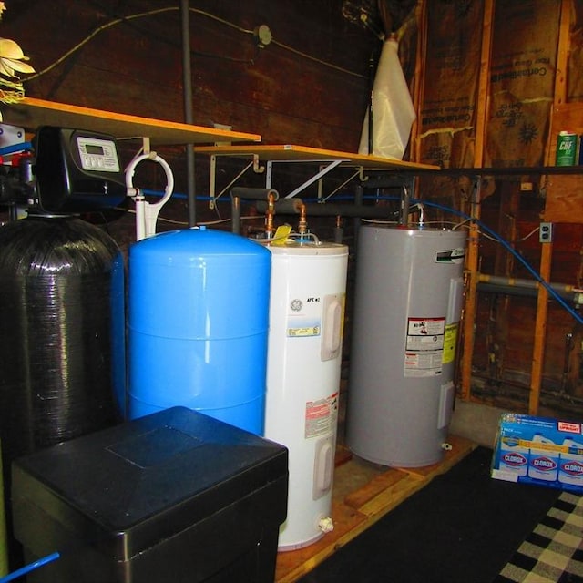 utility room with water heater