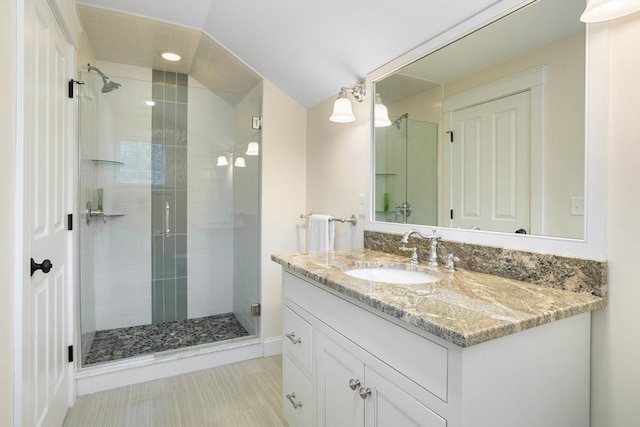 81 Hanover Rd, Carlisle, MA 01741 - bathroom with vanity and a shower stall