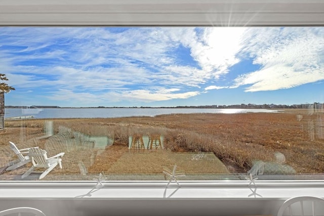 view of yard with a water view