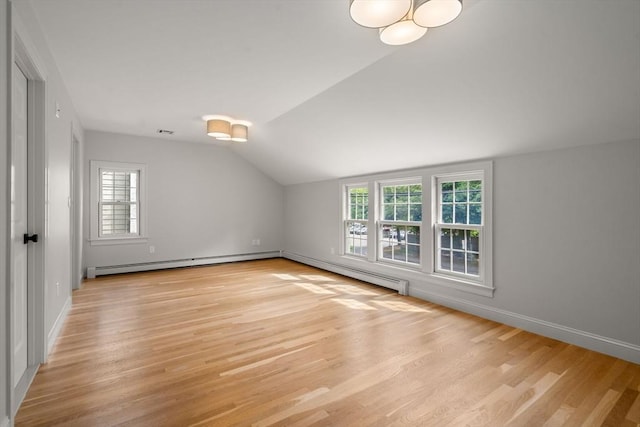 443 Great Plain Ave, Needham, MA 02492 - additional living space featuring baseboard heating, light wood-type flooring, healthy amount of natural light, and vaulted ceiling