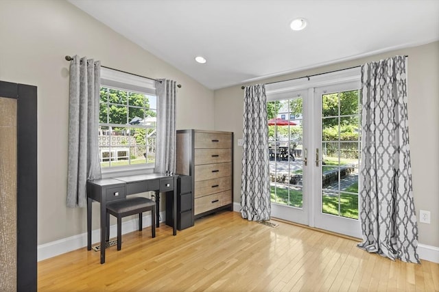 12 Willow St, Wakefield, MA 01880 - office area with healthy amount of natural light, wood finished floors, lofted ceiling, and recessed lighting
