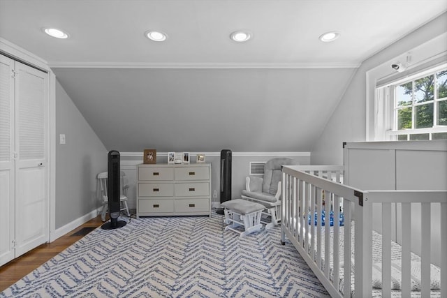 12 Willow St, Wakefield, MA 01880 - bedroom with vaulted ceiling, recessed lighting, and ornamental molding