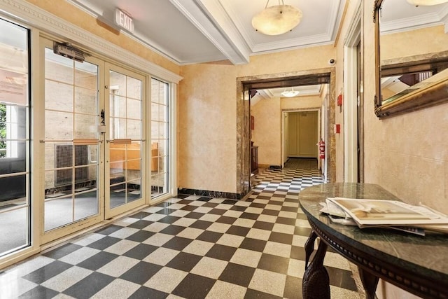 3 Arlington St Unit 31, Cambridge, MA 02140 - corridor with ornamental molding, dark flooring, and baseboards
