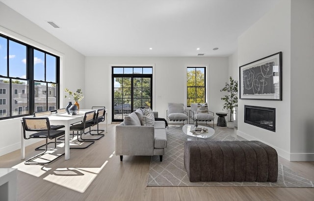 living room featuring light wood-type flooring