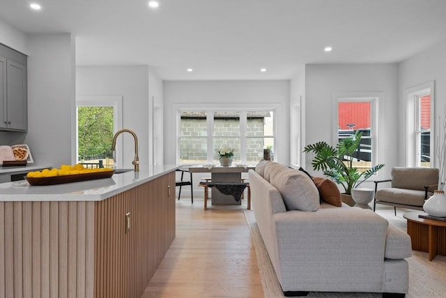 30A Emerald Rd Unit A, Nahant, MA 01908 - living area with light wood-type flooring and recessed lighting