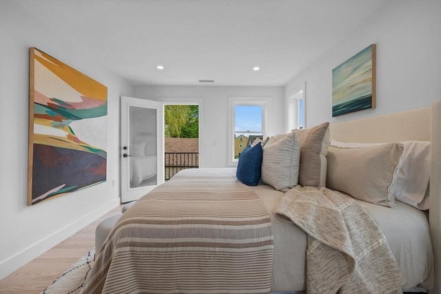 30A Emerald Rd Unit A, Nahant, MA 01908 - bedroom featuring access to exterior, wood finished floors, baseboards, and recessed lighting