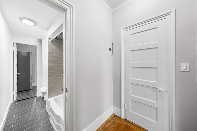 100 Charles St Unit 5, Boston, MA 02114 - hall featuring baseboards and crown molding