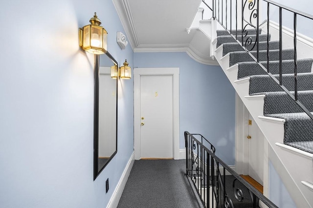 100 Charles St Unit 5, Boston, MA 02114 - hall featuring ornamental molding and an upstairs landing