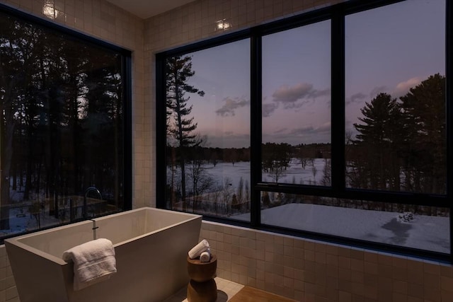 bathroom featuring a soaking tub